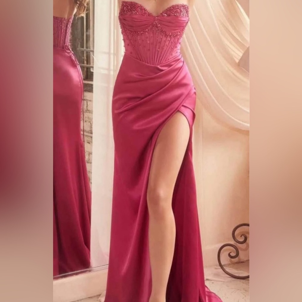 Elegant Pink Strapless Gown